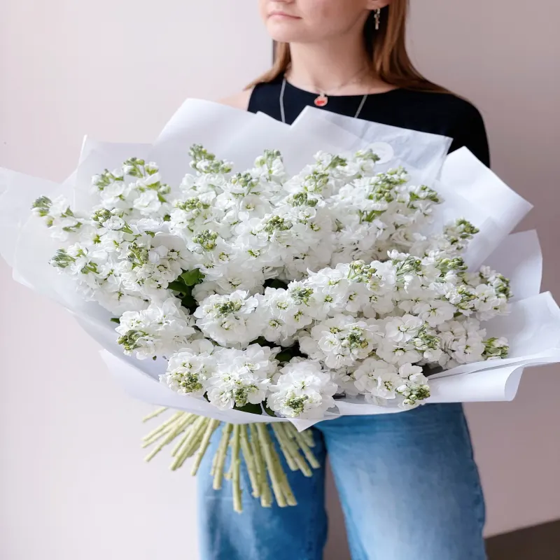 Buchet de matiolă albă "Beija-Flor"