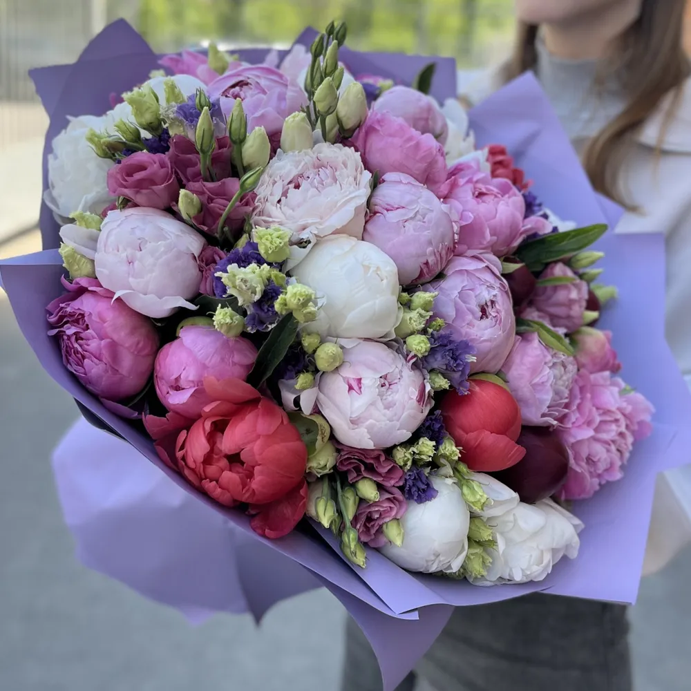 Buchet bujori eustoma mix