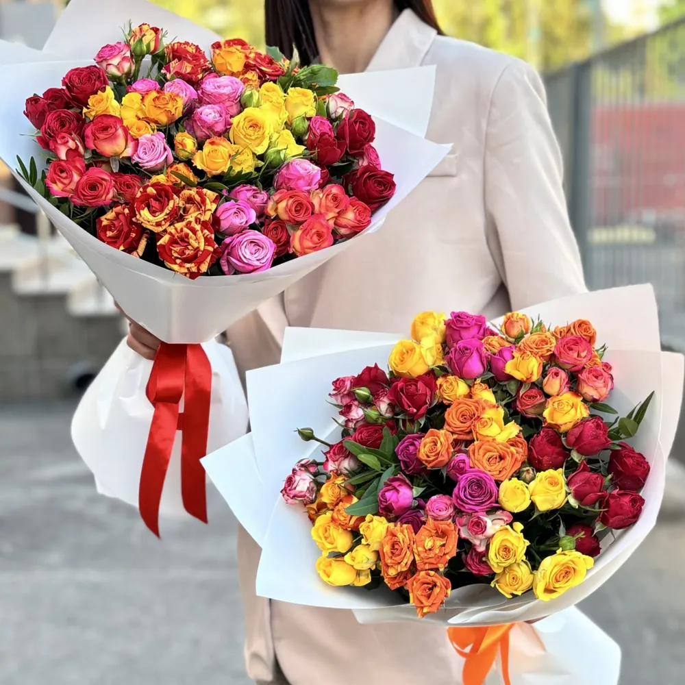 15 Buchet 15 de tufă în stil bujor trandafiri mix