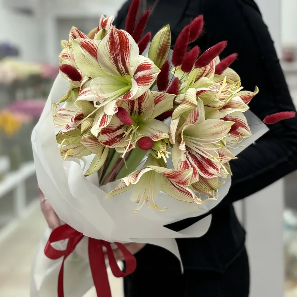 5 Buchet 5 albi - roșii