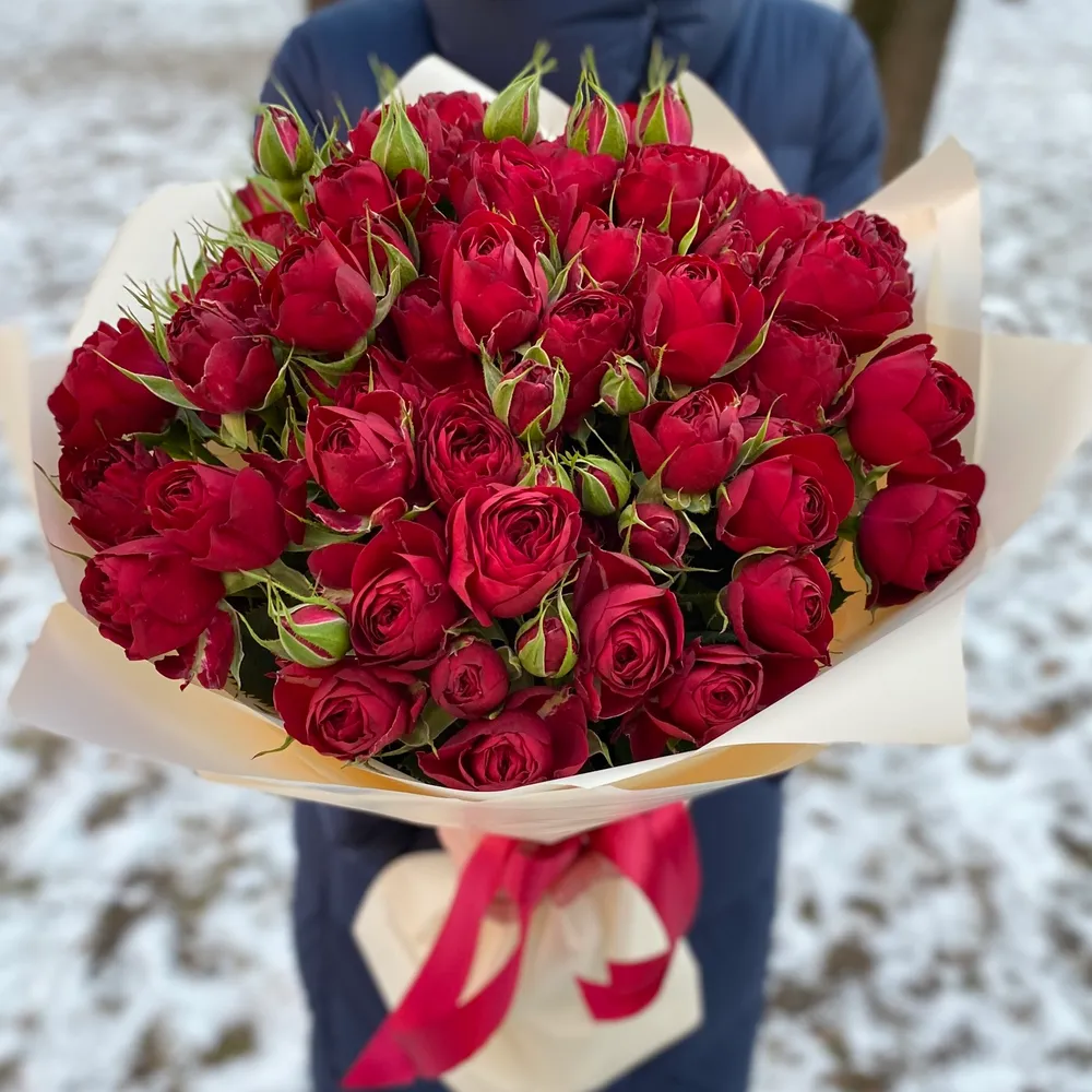 Букет из пионовидных роз Ред Лэйс (Red Lace)